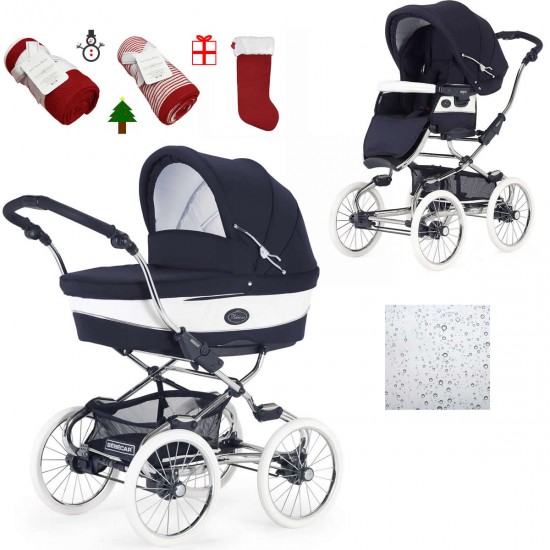 Bebecar Stylo Class 2 in 1 Pram Raincover FREE Christmas Gift Oxford Blue